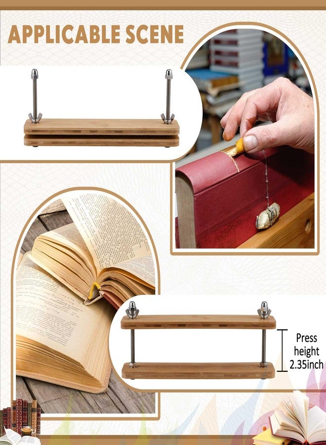 DoubleFill مجموعة DoubleFill المكونة من مكبس كتب خشبي وخيزراني، أداة تجليد كتب محمولة، لوازم تجليد الكتب، مكبس كتب لتجليد الكتب التي تصنعها بنفسك (15 بوصة) - Image 5